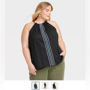 Knox Rose Women's Woven Halter Tank Top Black